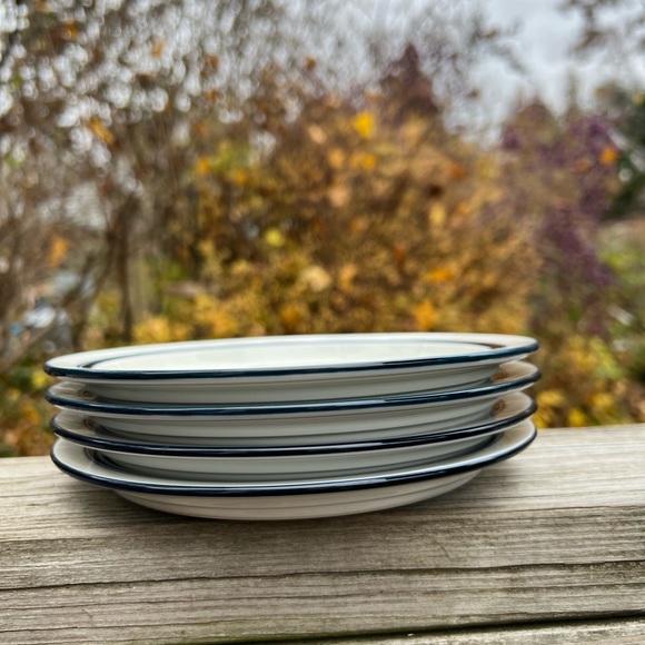 Dansk Bistro Saucer 7 1/8” Across Blue Trim Preowned 4 saucers in set Japan - Picture 2 of 8